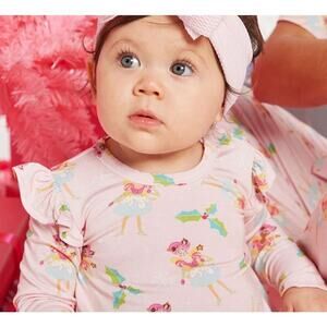 Posh Peanut Bamboo Sugarplum Pixie Fairy Pink Bubble Romper 12-18 months NWT